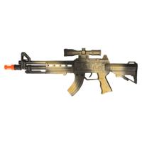 Verkleed speelgoed Politie/soldaten geweer - machinegeweer - zwart/goud - plastic - 38 cm   - - thumbnail