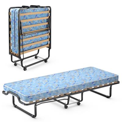 Opklapbaar Bed Opklapbed met Luxe Traagschuim Matras Robuust Metalen Frame Draagbaar Bed op Wielen Gemaakt in Italië