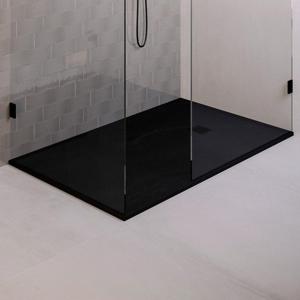 BRAUER Asteroid Douchebak 100x180 incl. antislip en antibacterieel mineraalmarmer mat zwart DB-AS100180MZ