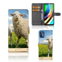 Motorola Moto G9 Plus | Telefoonhoesje | Met pasjeshouder | Schaap en Lammetje