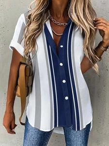 Casual Shirt Collar Loose Blouse