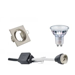 LED Spot Set - GU10 Fitting - Inbouw Vierkant - Mat Nikkel - Kantelbaar 80mm - Philips - MASTER 927 36D VLE - 3.7W -