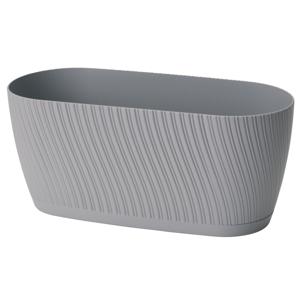 Form Plastic Plantenbak/bloembak Waves - kunststof - platina grijs - D27 x B12 x H12 cm - ovaal