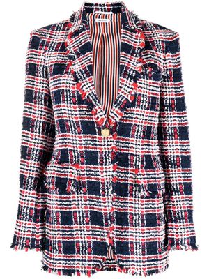 Thom Browne blazer en tweed à simple boutonnage - Bleu