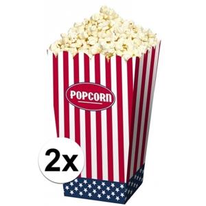 Amerikaanse popcorn en snoep serveer bakjes - 8x stuks - 16 x 9 cm - karton