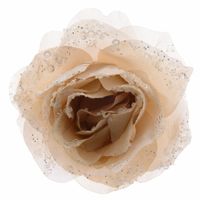 Kerstdecoratie bloemen roos creme op clip 14 cm   -