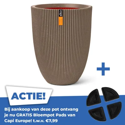 Vaas elegant laag Groove NL 34x46 warm taupe