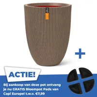 Vaas elegant laag Groove NL 34x46 warm taupe