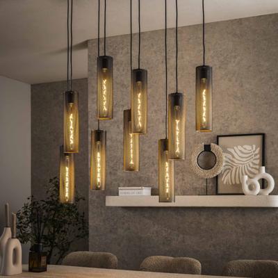 LifestyleFurn Hanglamp 'Manda' Artic Black, 5+4-lamps
