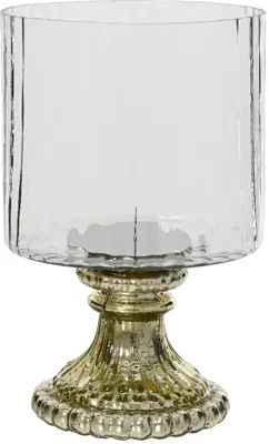 Decoris kandelaar glas deco 15x25cm transparant, goud