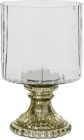 Decoris kandelaar glas deco 15x25cm transparant, goud