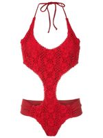 Amir Slama maillot de bain à fleurs en dentelle - Rouge - thumbnail