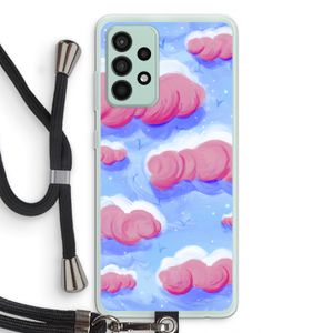 Roze wolken met vogels: Samsung Galaxy A52s 5G Transparant Hoesje met koord
