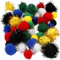 Creativ Company Pompons, d 15+20 mm, diverse kleuren, 48 div/ 1 doos