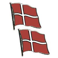 Pin Vlag Denemarken - 2x - 2 cm - vlaggen speldje - supporter - mini broche