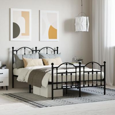 Bedframe met hoofd- en voeteneinde metaal zwart 120x190 cm