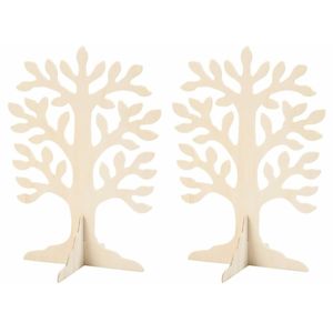 Set van 3x stuks houten boompje 30 x 21,5 cm