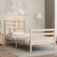 Bedframe met hoofdbord massief hout 100x200 cm