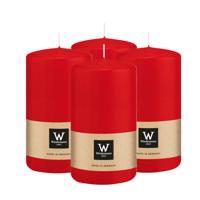 Cilinderkaars/stompkaars - 4x - rood - 12 x 6 cm - 33 branduren