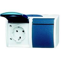 Busch Jaeger SWD opbouw stopcontact RA dubbel horizontaal blauw - 4696010 Busch Jaeger SWD opbouw stopcontact RA dubbel horizontaal blauw - 4696010