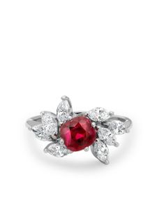 Pragnell Vintage bague Contemporary Firework en or blanc 18ct sertie de rubis et diamants - Argent