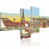 Schilderij - Prachtig Parijs, 4 luik, Multikleur, 2 maten, Premium print