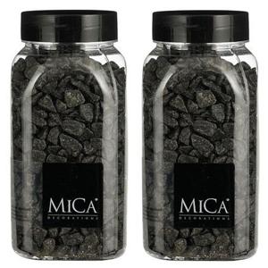 2x mica decorations decoratie/hobby steentjes - antraciet grijs - 650 ml - 5-8 mm