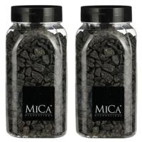 2x mica decorations decoratie/hobby steentjes - antraciet grijs - 650 ml - 5-8 mm