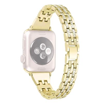 Kleurrijke diamant roestvrijstalen horlogeband voor Apple Watch serie & 40mm/3 & 2 & 1 38mm (goud)