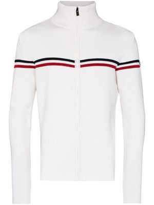 Fusalp cardigan zippé à rayures horizontales - Blanc