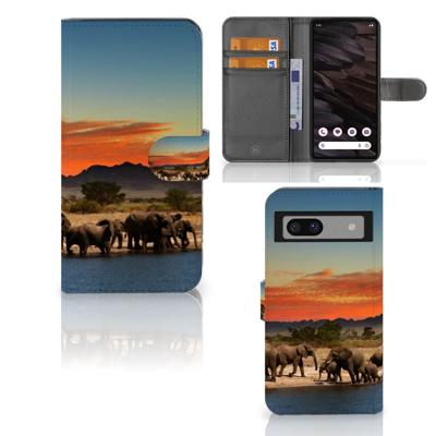Google Pixel 7A | Telefoonhoesje | Met pasjeshouder | Olifanten