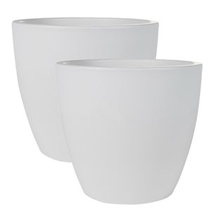 2x stuks plantenpot/bloempot in een strakke Scandinavische look wit Dia 24 cm en Hoogte 22 cm