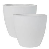 2x stuks plantenpot/bloempot in een strakke Scandinavische look wit Dia 24 cm en Hoogte 22 cm