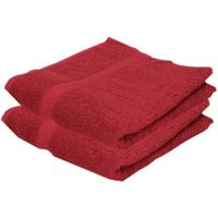 2x Voordelige badhanddoeken rood 70 x 140 cm 420 grams - thumbnail