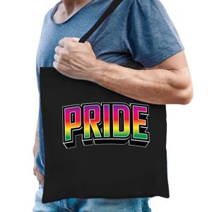 Bellatio Decorations Gay Pride tas voor heren - zwart - katoen - 42 x 38 cm - regenboog - LHBTI   -