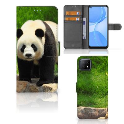 OPPO A73 5G | Telefoonhoesje | Met pasjeshouder | Panda