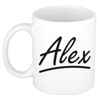 Alex Naam koffiemok - beker - met sierlijke letters - wit - 300 ml - Cadeau - Heren