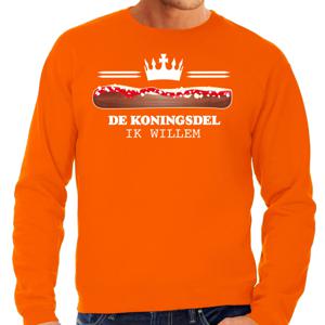 Bellatio Decorations Koningsdag sweater voor heren - koningsdel/frikandel - oranje - feestkleding 2XL  -