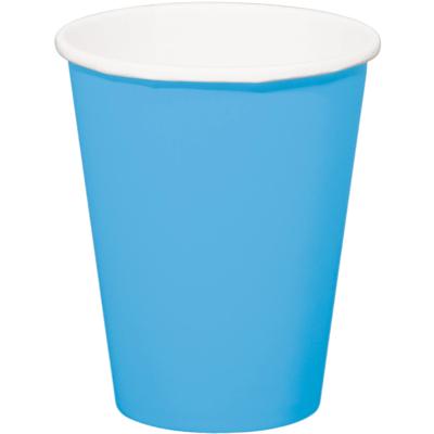 Folat Feest drinkbekers - 8x stuks - blauw - papier - 350 ml - verjaardag/party