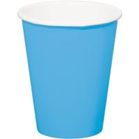 Folat Feest drinkbekers - 8x stuks - blauw - papier - 350 ml - verjaardag/party