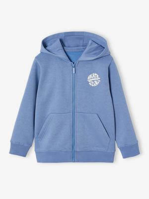 Jongenssweater met rits en capuchon Basics chambrayblauw Jongenssweater met rits en capuchon Basics chambrayblauw