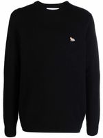 Maison Kitsuné pull en laine à patch logo - Noir