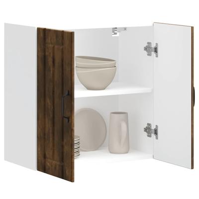 Keukenwandkast Lucca bewerkt hout gerookt eikenkleurig