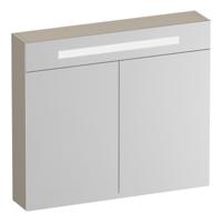 Brauer Promise Deluxe Spiegelkast - 80 cm - met Verlichting - 2 Dubbelzijdige Spiegeldeuren - Mat Beige