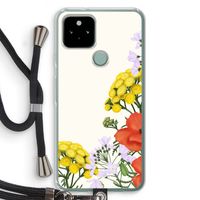 Wilde bloemen: Pixel 5 Transparant Hoesje met koord