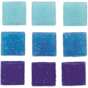 Glorex mozaiek steentjes/tegeltjes - starters pakket - vierkant - 280x stuks - blauw - 1 x 1 cm