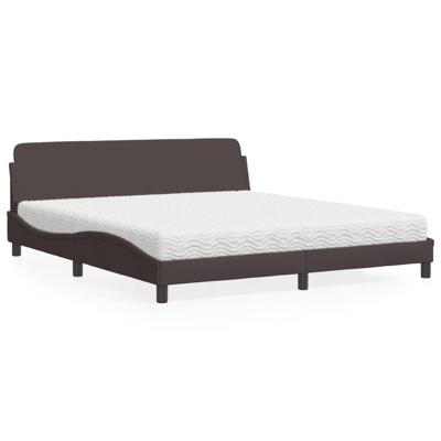Bed met matras "Dover" stof donkerbruin 180x200 cm