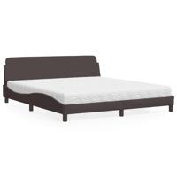 Bed met matras "Dover" stof donkerbruin 180x200 cm
