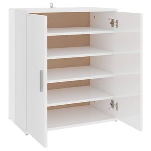 The Living Store Schoenenkast Halkast - 60 x 35 x 70 cm - Hoogglans wit