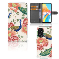 Telefoonhoesje met Pasjes voor OPPO Reno8 T 5G Pink Peacock